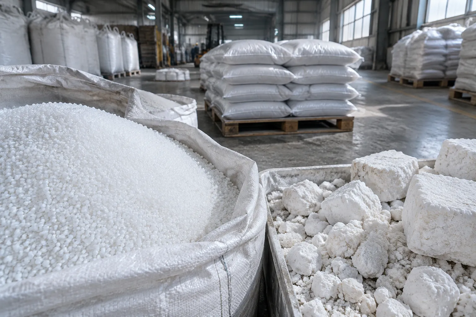 Ammonium sulfate free-flowing granules versus caked lumps in storage