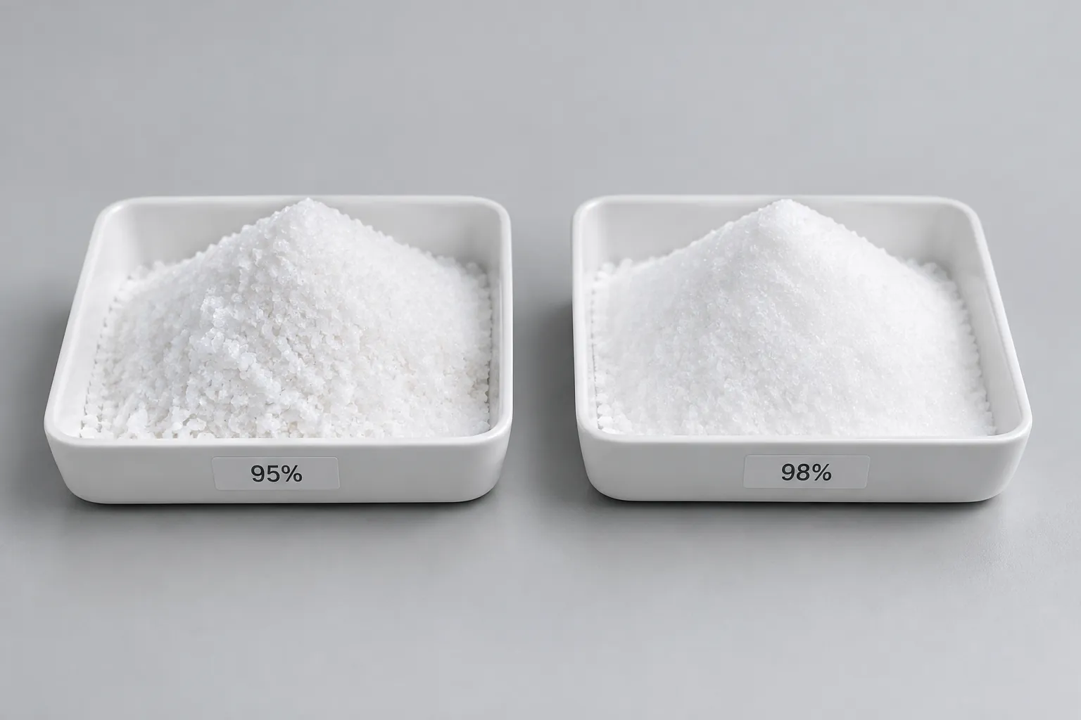 Pentaerythritol 95 percent vs 98 percent grade comparison in lab trays