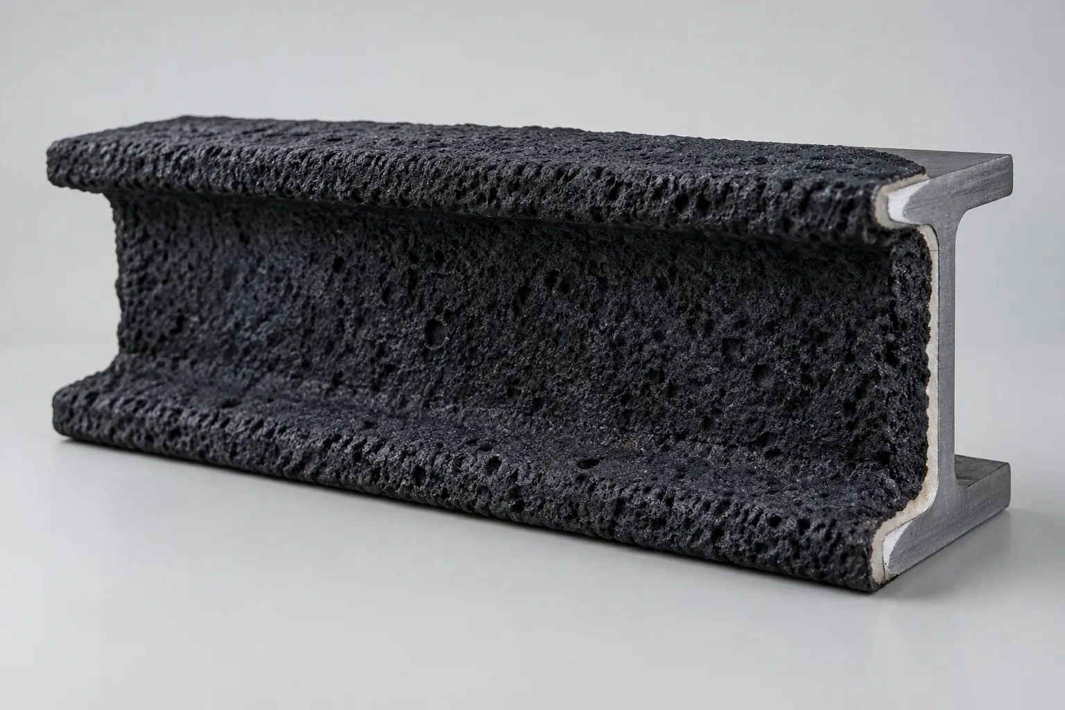 Steel I-beam with expanded intumescent char layer cross-section Steel I-beam with expanded intumescent char layer cross-section